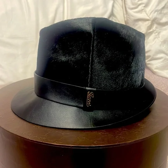 GUCCI “Cappello Donna” Calfskin Leather and Pony Hair Fedora Gucci “Cappello Donna” Calfskin Leather and Pony Hair Fedora  main image 3